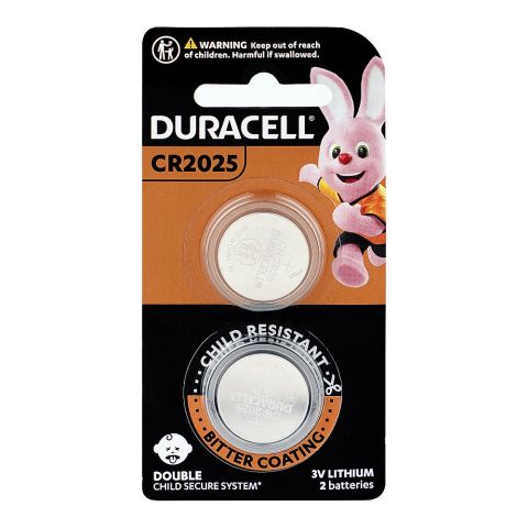 Duracell 3V Lithium Batteries, 3V, CR 2025, 2-Pack