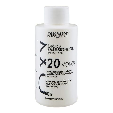 Dikson Dikso Emulsiondor Eurotype Developer 6% 20 Vol, For Hair Colouring & Lightening, 100ml