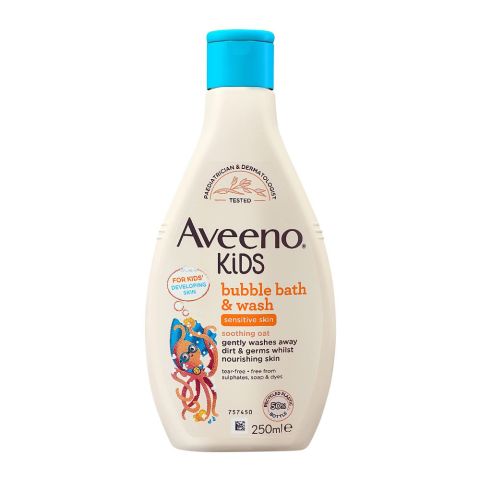 Aveeno Kids Bubble Bath & Wash, For Sensitive Skin, 250ml