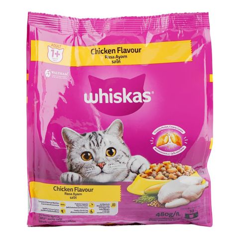 Whiskas Chicken Flavour Adult Cat Food, 480g