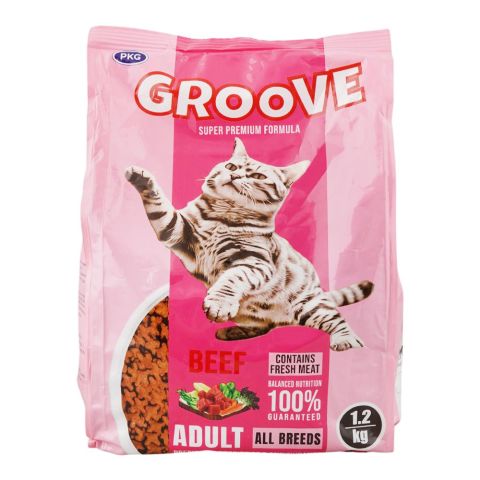 Groove Adult Cat Food, Beef, 1.2KG