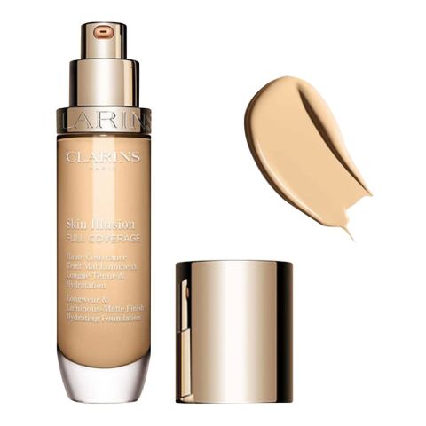 Clarins Paris Skin Illusion Full Coverage Longwear & Luminous-Matte Finish Hydrating Foundation, 100.5W, 30ml