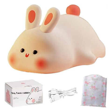 AJF Rabitt Shaped Rechargeable Silicone Night Lamp With Type-C Rechargable Port, BPA Free, 30 Minutes Run Time, 1200mAh Battery