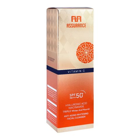 AA Assurance Vitamin C Anti-Aging Whitening Facial Cleanser, SPF50+ PA+++ Hyaluronic Acid & Niacinamide, For Skin Whitening, 100g