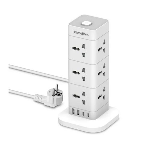 Camelion Extension Wire, 12 X AC Outlets, 2 X USB-C & 2 X USB-A Ports, CMS-312-UN