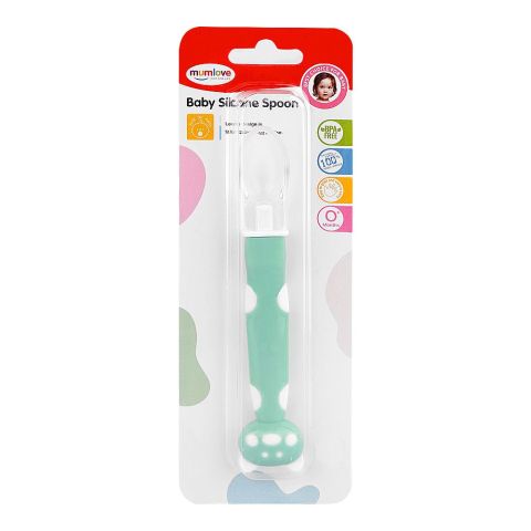 Mum Love Baby Silicone Spoon, BPA Free, 0+ Months, Green, D6318-1