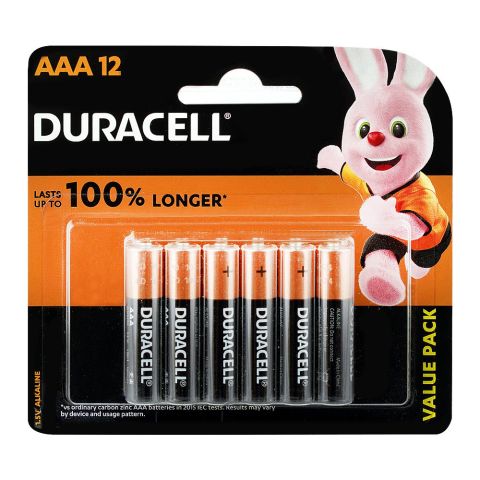 Duracell Alkaline Battery, 1.5V, AAA, 12-Pack