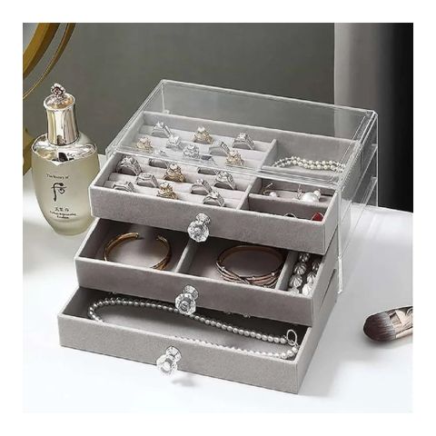AJF Multi-Functional Jewelry Storage Box, Grey, LD-1018