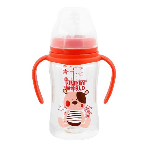 Baby World Contra Colic Wide Neck Feeding Bottle, 240ml, Red, BW2008