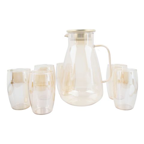 Echou Glassware High Borosilicate Glass Water Set, 2200ml Jug + 6 X 395ml Glasses, GPH32-L7HA, 7-Pack