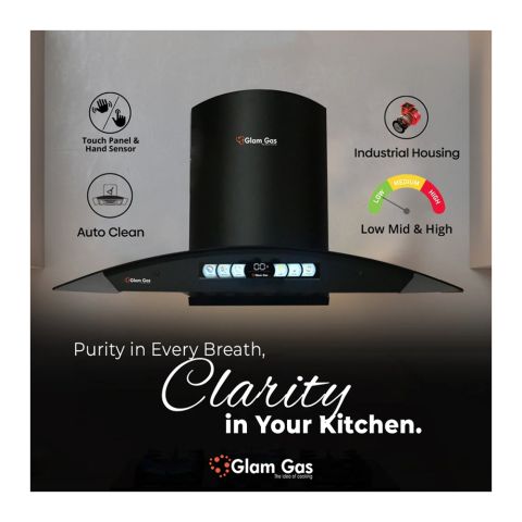 Glam Gas Multi Function Range Hood Auto Clean Kitchen Chimney, 70CM, Hood G-12