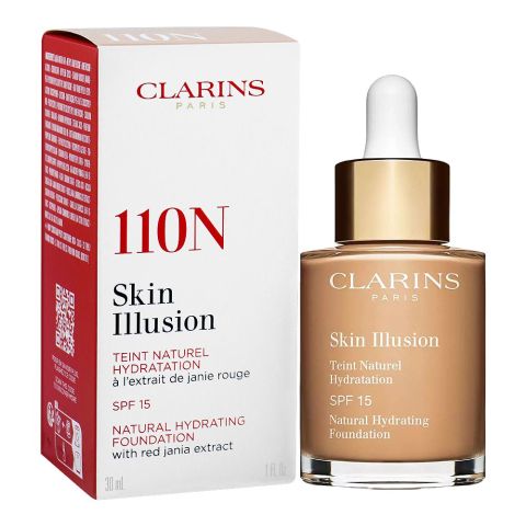 Clarins Paris Skin Illusion Natural Hydrating Foundation, SPF 15, 110N, 30ml