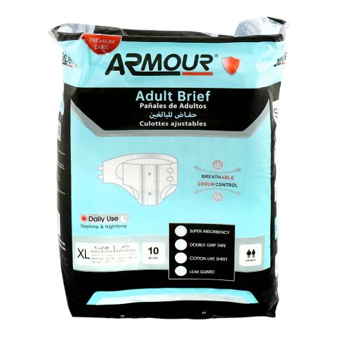 Armour Adult Brief Diaper, X-Large, For 39 To 58 Inches Waist, 10-Pack