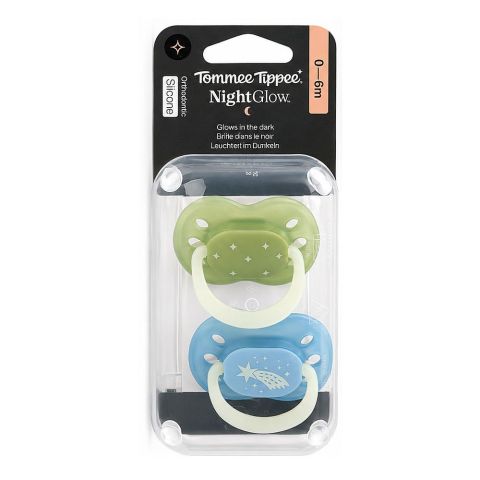 Tommee Tippee Night Glow Othodontic Silicone Soother, BPA Free, For 0 To 6 Months, 458820, 2-Pack
