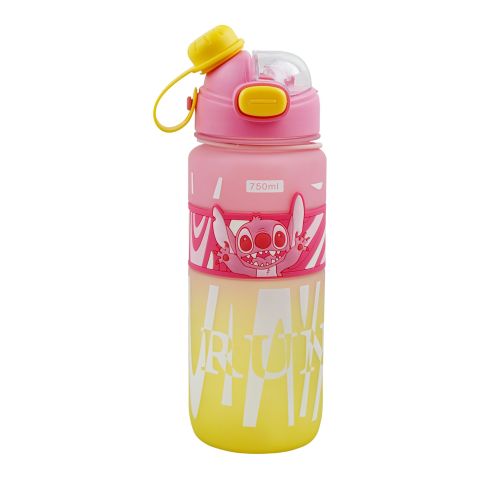 AJF Kids Stitch Cartoon Water Bottle, 750ml, 15-13, Pink-Yellow