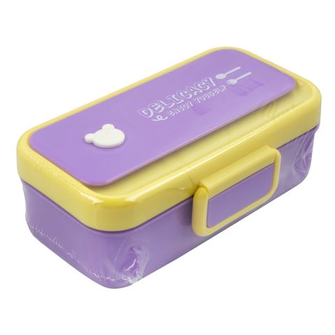 AJF SUS 304 Stainless Steel Lunch Box With Cutlery, 600ml, 15-22, Yellow-Purple