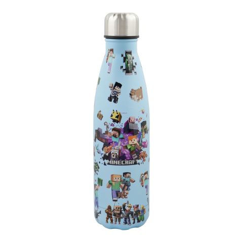 AJF Minecraft Stainless Steel Water Bottle, 500ml, GW-01, Sky Blue