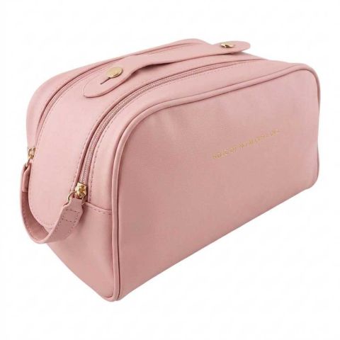 AJF PU Leather Large Travel Cosmetic Capacity Makeup Bag, AF-63 Pink