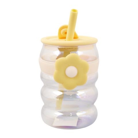 AJF Trendy Portable Flower Water Cup 520ml, GB-13, Yellow