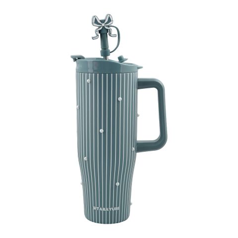 AJF Sitarayuri Stainless Steel Fancy Pearled Bow Tumbler, 1200ml, Green