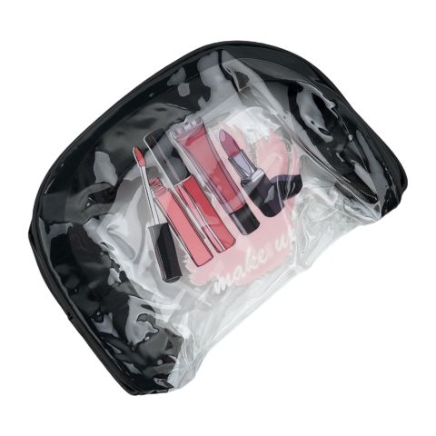 AJF Waterproof Transparent Cosmetic Organizer Makeup Pouch, Black