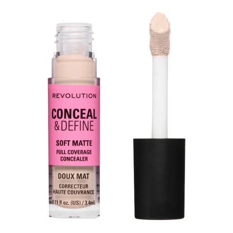Makeup Revolution Conceal & Define Soft Matte Full Coverage Concealer, C0.5C, 3.4ml