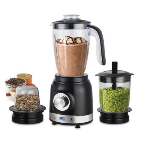 Anex Deluxe Blender & Grinder, 550W, 220-240V,1.5 Liter Jug, Black, AG-6144