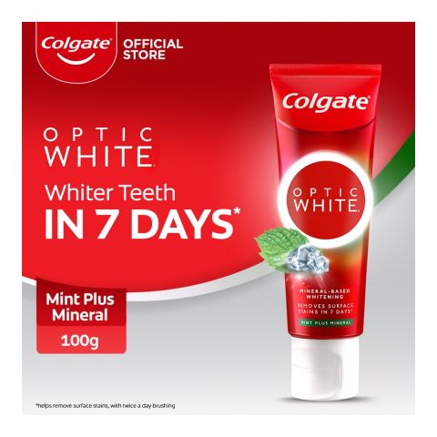 Colgate Optic White Mint Plus Mineral Toothpaste, 100g