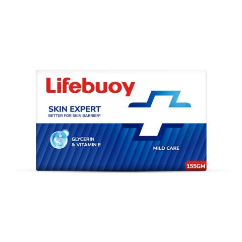 Lifebuoy Mild Care Blue Soap, Glycerin, Vitamin E, 155g