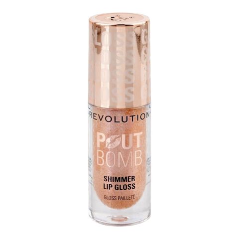 Makeup Revolution Pout Bomb Shimmer Lip Gloss, Shine Pink