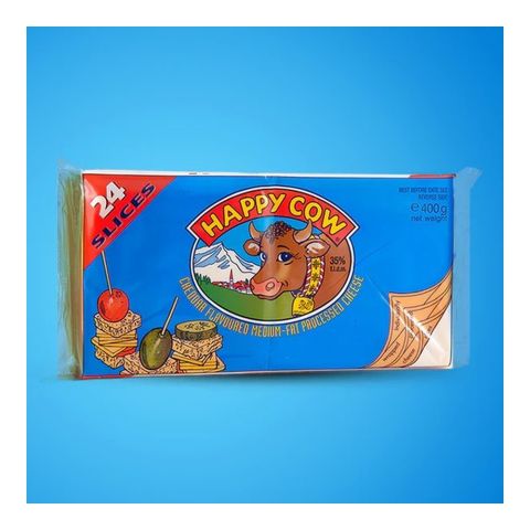 Happy Cow Yellow Cheddar Cheese Slice, 24-Pack, 400g