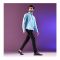 Basix Men's Sky Blue Knitted Pique Fabric Shirt, MCS-202