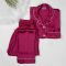 Basix Women's Silk Shirt and Long Pajama Nightwear Set, Magenta, SW-104