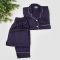 Basix 2-Piece Pajama Set, Silk Shirt and Trouser, Navy Blue, SW-107