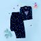 Basix Kid's Sweat Heart Short Sleeves Nightwear Set, Sea Black & Blue, GRL-175