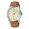 Casio Enticer Men's Analog Gold Dial Watch, Leather Band, MTP-1381L-9AVDF