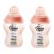 Tommee Tippee 2-Pack 0m+ Slow Flow Decorated Feeding Bottles 260ml (Peach) - 422587