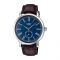 Casio Men's Enticer Analog Blue Dial Watch, Leather Strap, MTP-E150L-2BVDF