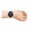Obaku Men's Rust Gold Round Dial With Navy Blue Background & Bracelet Chronograph Watch, V232GCVLML