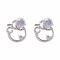 Channel Style Girls Earrings, Silver, NS-0110