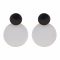 Girls Earrings, White/Black, NS-0127