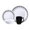 Corelle Livingware Breakfast Set, Black & White, Mix & Match, 16 Pieces