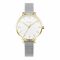 Obaku Women's White Round Dial With Yellow Case & Chrome Bracelet Analog Watch, V209LXGIMC