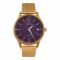 Omax Men's Rust Gold Round Dial With Purple Background & Rust Gold Chain Analog Watch, VC06M52I