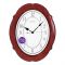 Z.A Wall Clock, White Background with Brown Border and Oval Shape, AMB-7913