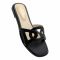Hermes Style Women's Slippers, Black