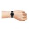 Omax Women's Chrome Round Dial With Black Background & Plain Black Strap Analog Watch, PR0020IB02
