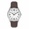 Timex Men's Chrome Round Dial With White Background & Textured Brown Strap Analog Watch, TW2U71600