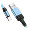 Hoco Charging Cable, Magnetic & RGB LED Streamer, Blue, For Type-C, 1m, U90