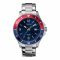 Timex Men's Blue & Red Round Dial With Silver Chain Chronograph Watch, TW2U29000